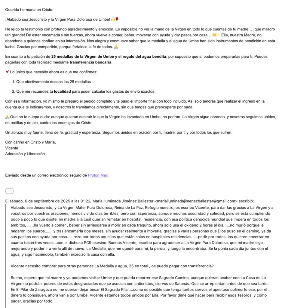 Testimonio Virgen de Umbe